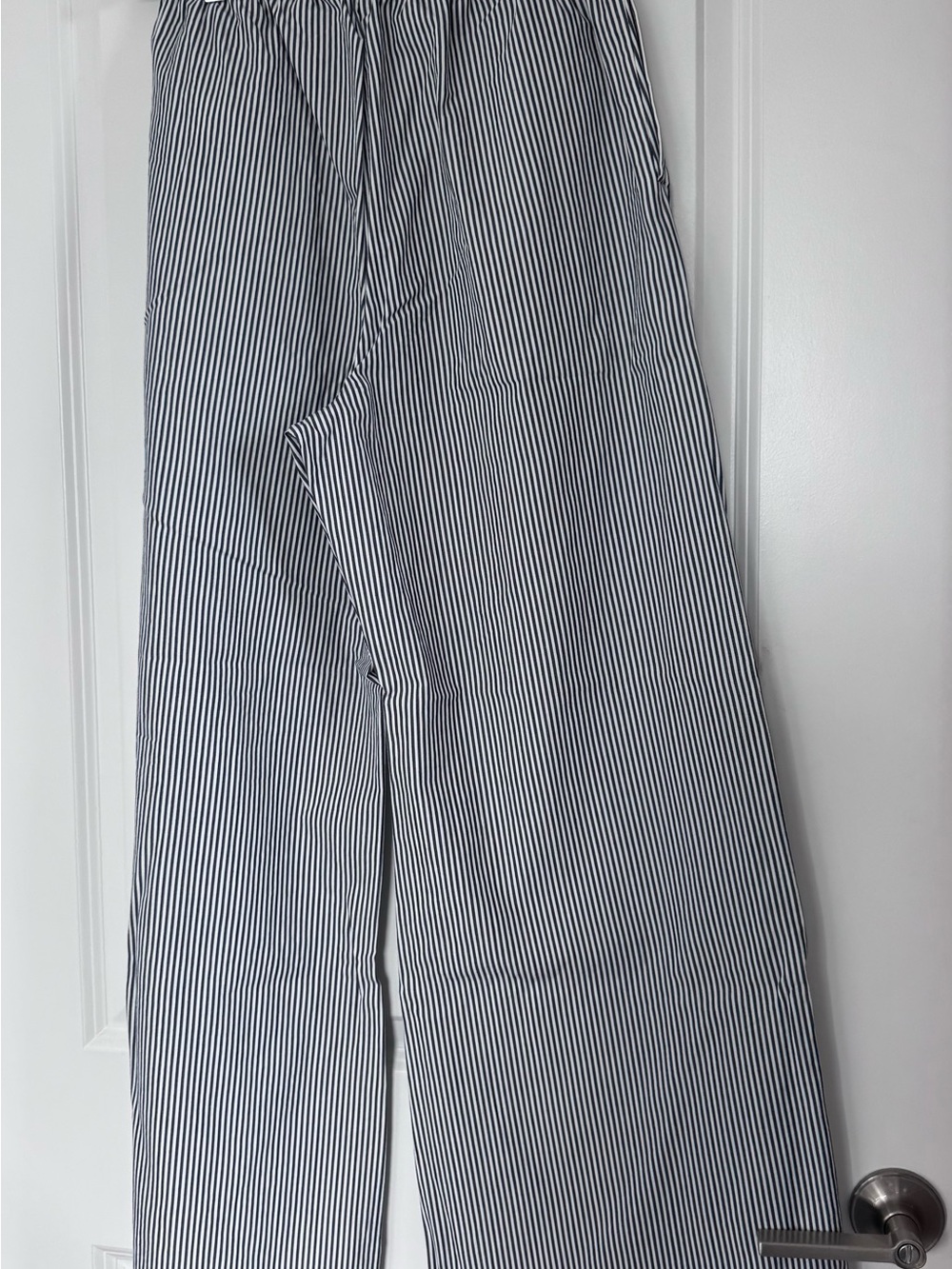 J. Crew Navy and White Pinstripe Wide Leg Pants